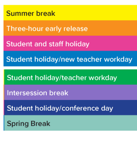 District School Academic Calendar Legend for Specialized Programs - Headstart