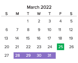 District School Academic Calendar for Thomas Dale High for March 2022