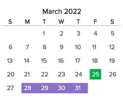 District School Academic Calendar for J. A. Chalkley Elementary for March 2022