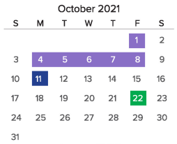 District School Academic Calendar for J. B. Watkins Elementary for October 2021