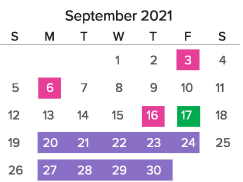 District School Academic Calendar for Evergreen Elementary for September 2021