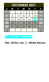 District School Academic Calendar for Spring Trail Elementary School for December 2021