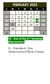 District School Academic Calendar for Ontarioville Elem School for February 2022