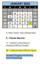 District School Academic Calendar for Prairieview Elementary School for January 2022