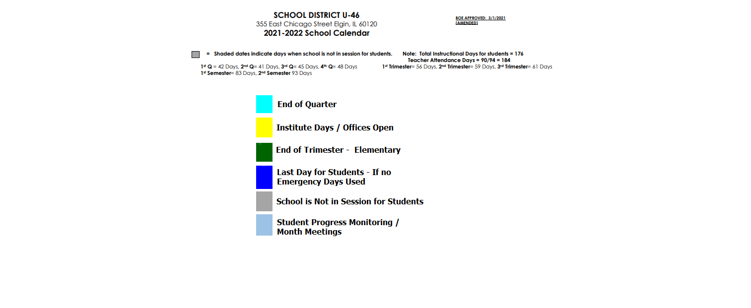 District School Academic Calendar Key for Washington Elem School