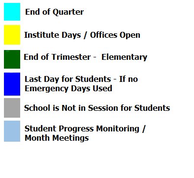 District School Academic Calendar Legend for Ontarioville Elem School