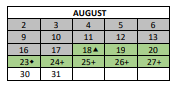 District School Academic Calendar for Dusable High School for August 2021