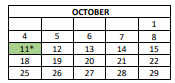 District School Academic Calendar for Herzl Elementary School for October 2021
