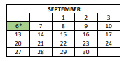 District School Academic Calendar for Caldwell Elementary Acad Of Math & Sci for September 2021