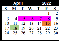 District School Academic Calendar for Chico Elementary for April 2022