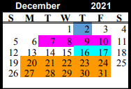 District School Academic Calendar for Chico Middle for December 2021