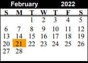 District School Academic Calendar for Chico Middle for February 2022