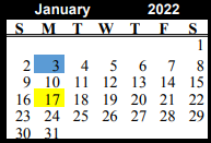 District School Academic Calendar for Chico Elementary for January 2022