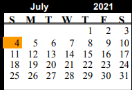District School Academic Calendar for Chico High School for July 2021