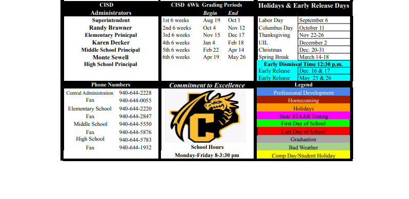 District School Academic Calendar Key for Chico Elementary