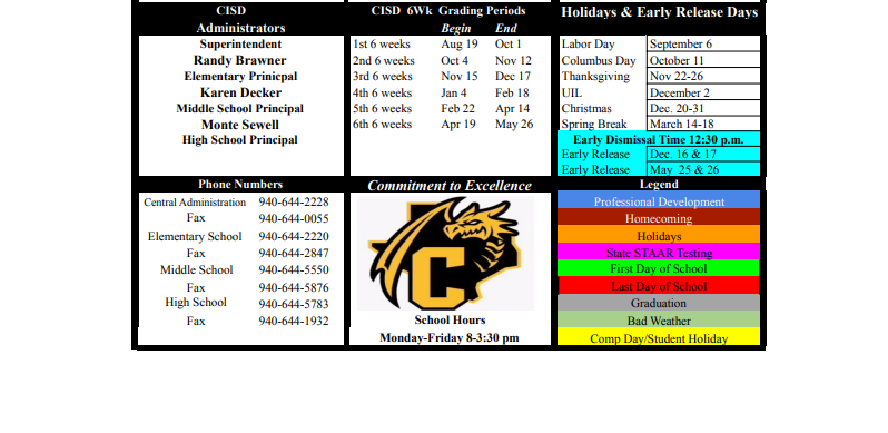 District School Academic Calendar Key for Chico Middle