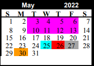 District School Academic Calendar for Chico Elementary for May 2022