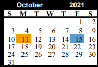 District School Academic Calendar for Chico High School for October 2021