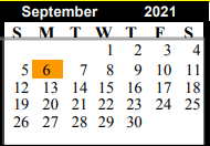 District School Academic Calendar for Chico Elementary for September 2021