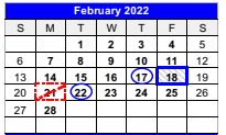 District School Academic Calendar for Childress High School for February 2022