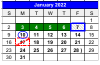 District School Academic Calendar for Childress Elementary for January 2022