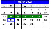 District School Academic Calendar for Childress Elementary for March 2022