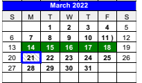 District School Academic Calendar for Childress Junior High for March 2022