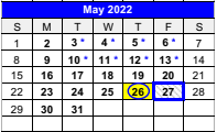 District School Academic Calendar for Childress Junior High for May 2022