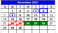 District School Academic Calendar for Childress Elementary for November 2021