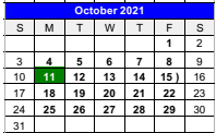 District School Academic Calendar for Childress Elementary for October 2021