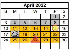 District School Academic Calendar for China Spring Elementary for April 2022