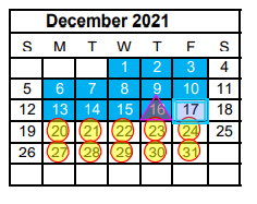 District School Academic Calendar for Combined Schools for December 2021
