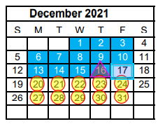 District School Academic Calendar for China Spring H S for December 2021