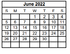 District School Academic Calendar for Challenge Academy for June 2022