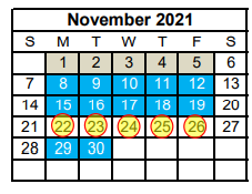 District School Academic Calendar for Challenge Academy for November 2021