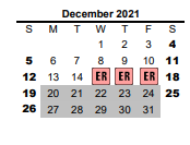 District School Academic Calendar for Cisco Learning Center for December 2021