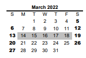 District School Academic Calendar for Cisco High School for March 2022