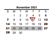 District School Academic Calendar for Cisco Learning Center for November 2021