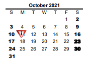 District School Academic Calendar for Cisco High School for October 2021