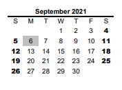 District School Academic Calendar for Cisco Junior High for September 2021