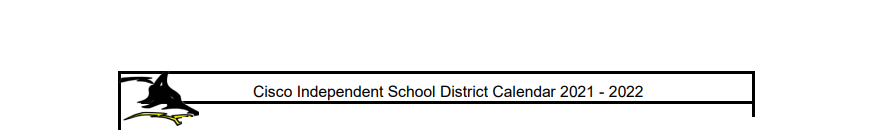 District School Academic Calendar for Cisco Elementary