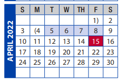 District School Academic Calendar for City View Junior/senior High for April 2022