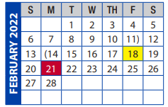 District School Academic Calendar for City View Elementary for February 2022