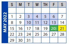 District School Academic Calendar for Wichita County J J A E P for May 2022
