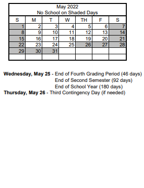 District School Academic Calendar for Mabel Hoggard Elementary School for May 2022