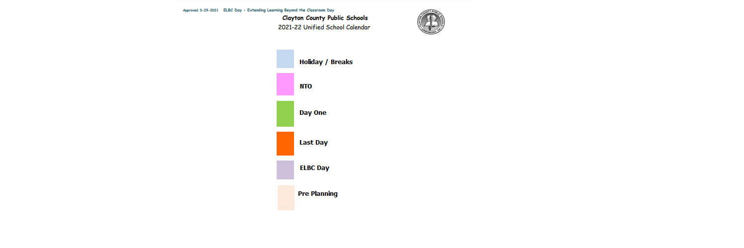 District School Academic Calendar Key for North Clayton High School