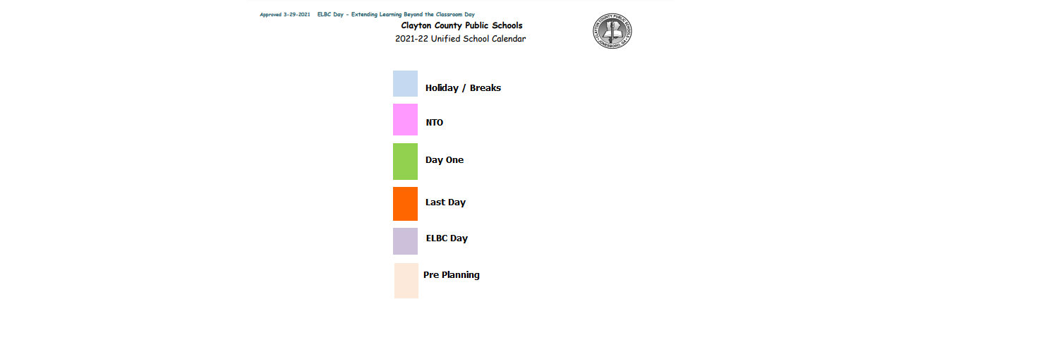 District School Academic Calendar Key for Clayton County Alternative Center