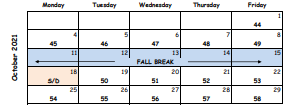 District School Academic Calendar for Rex Mill Middle School for October 2021
