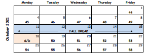 District School Academic Calendar for Kemp Primary for October 2021