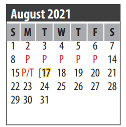 District School Academic Calendar for Galveston Co Jjaep for August 2021